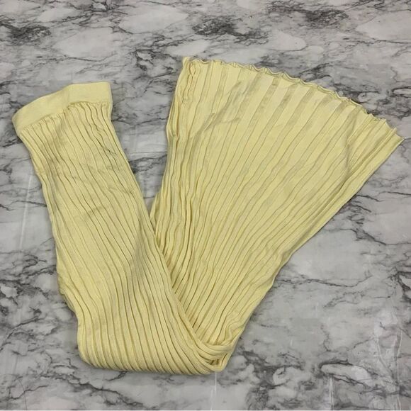 Free People x Significant Other Sylivia Ribbed Yellow Flare flowy Pants Size 4 - Picture 2 of 8